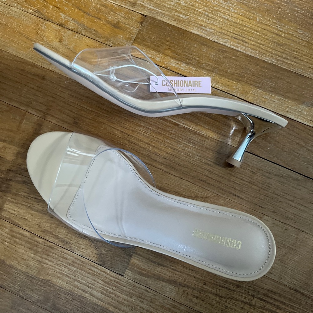 Cushionare Nude and Clear Slide Sandals, New with tags, Size 9W